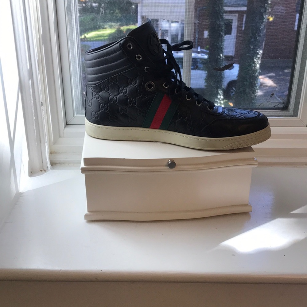 Black Leather Gucci Sneakers-Men’s Size 11